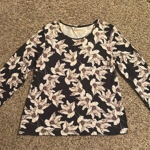 Black and brown floral long sleeve tee shirt